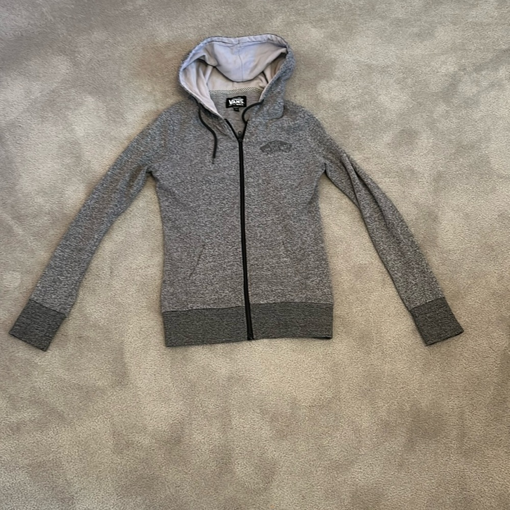 Vans grey and black zip up hoodie size M